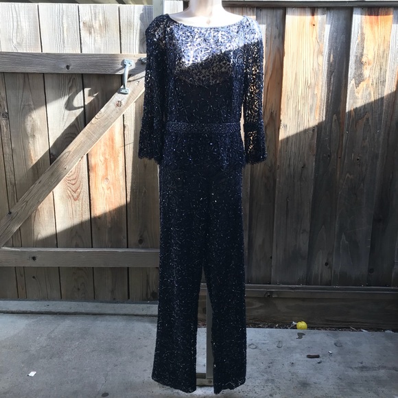 badgley mischka sequin jumpsuit